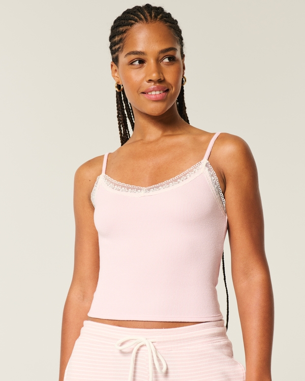 Gilly Hicks Waffle Lace Cami, Light Lilac view 1