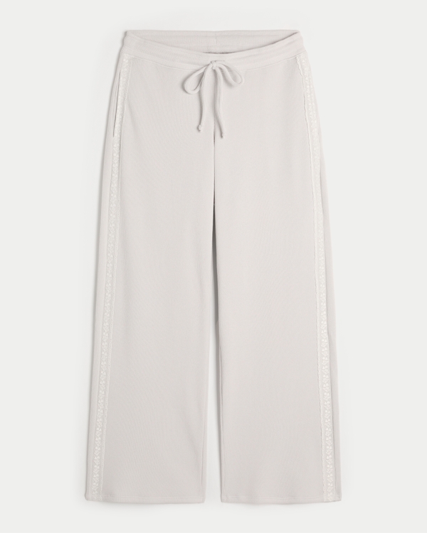 Gilly Hicks Waffle Lace Straight Pants, Light Grey view 1
