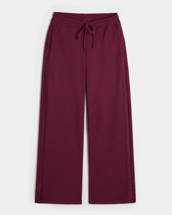 Gilly Hicks Waffle Lace Straight Pants, Mulberry view 1