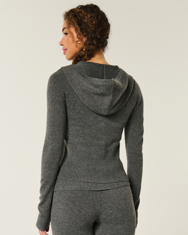 Gilly Hicks Zip-Up Sweater Hoodie, Dark Heather Grey view 2