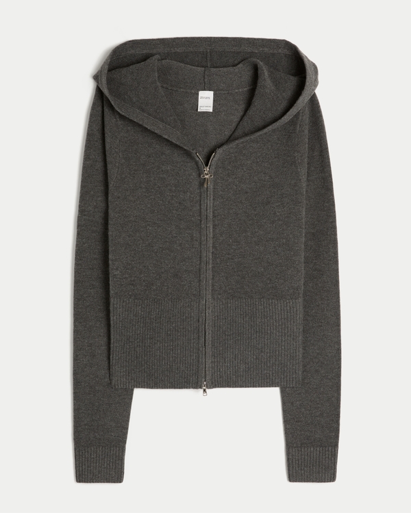 Gilly Hicks Zip-Up Sweater Hoodie, Dark Heather Grey view 1