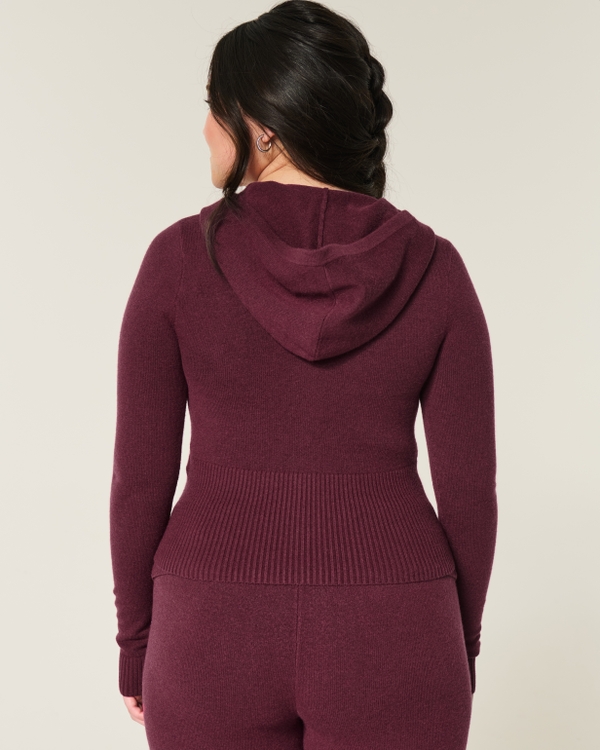 Gilly Hicks Zip-Up Sweater Hoodie, Mulberry view 2