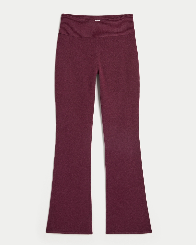 Gilly Hicks Sweater-Knit Foldover Waist Boot Pants