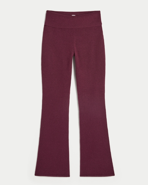 Gilly Hicks Sweater-Knit Foldover Waist Boot Pants, Mulbery view 1