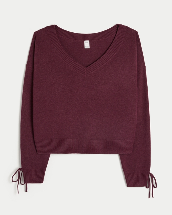 Gilly Hicks Cozy Off-the-Shoulder Bow Sweater, Mulberry view 1