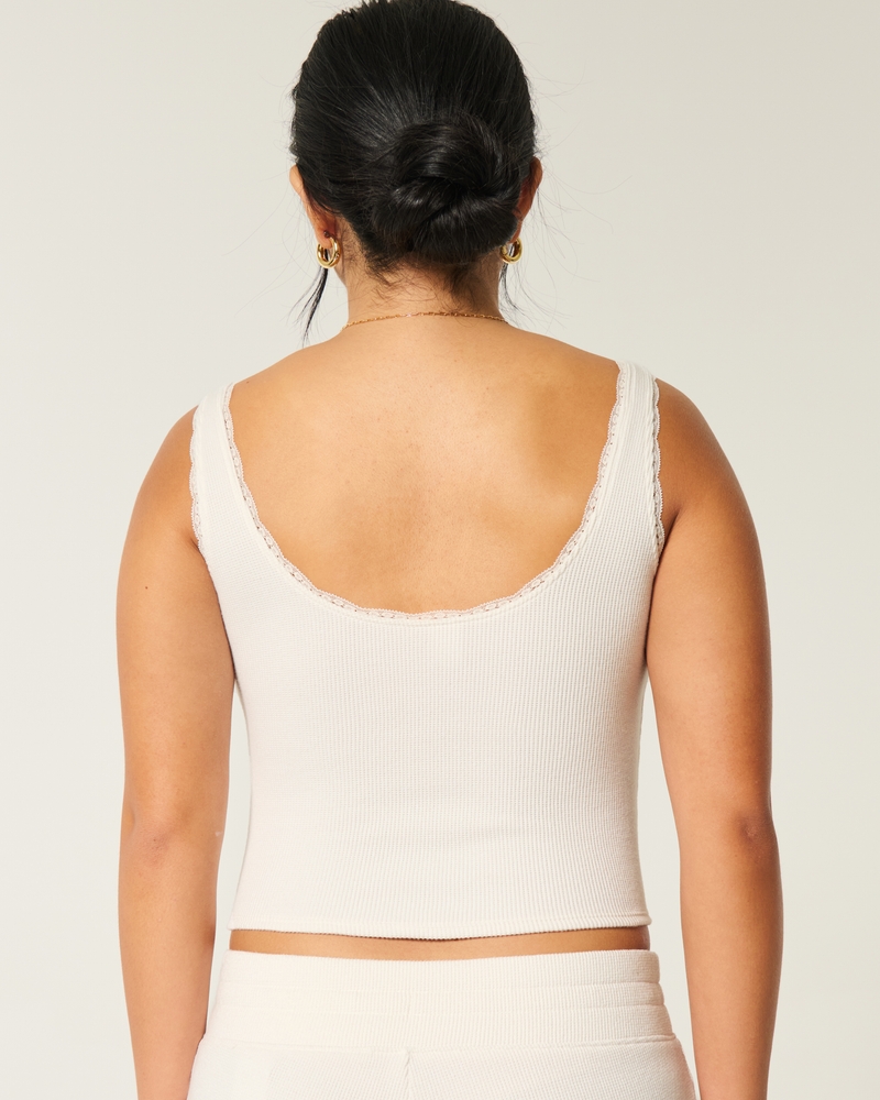 Gilly Hicks Cozy Waffle Lace Trim Tank