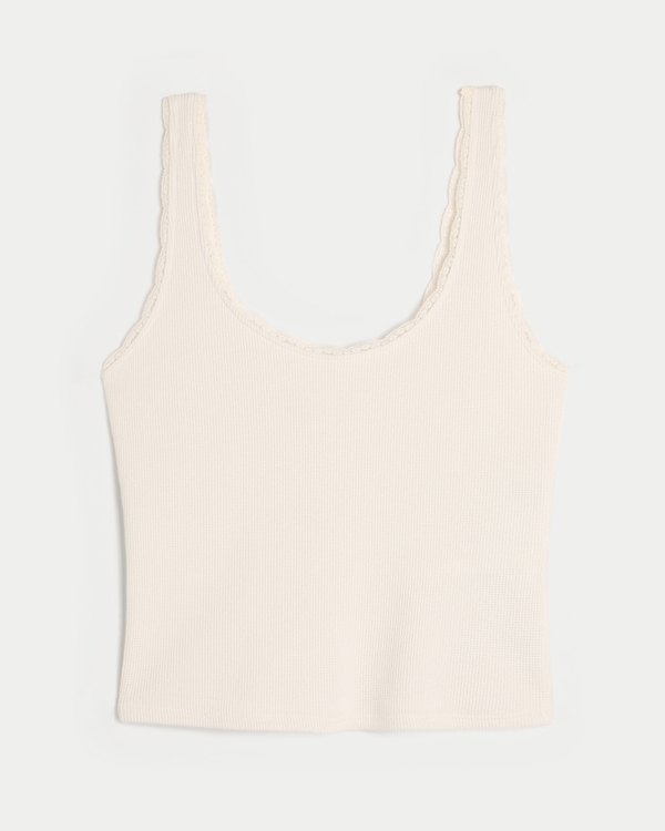 Gilly Hicks Cozy Waffle Lace Trim Tank