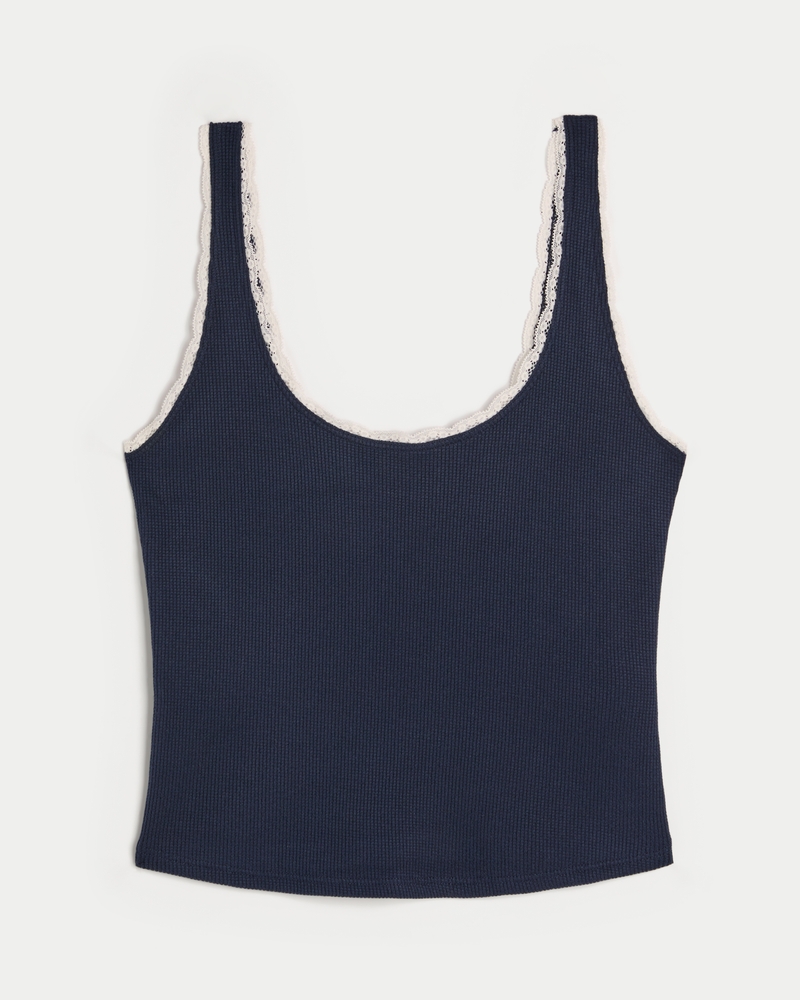 Gilly Hicks Cozy Waffle Lace Trim Tank