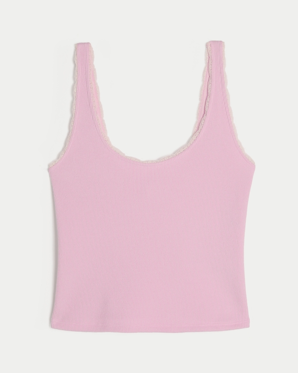 Gilly Hicks Cozy Waffle Lace Trim Tank