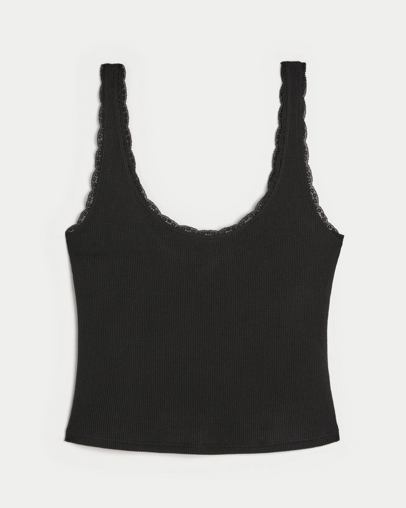 Gilly Hicks Cozy Waffle Lace Trim Tank