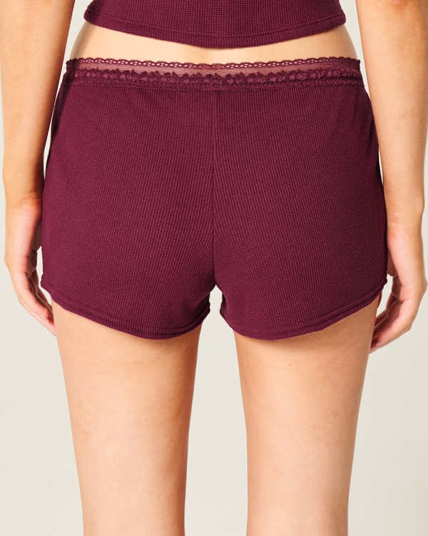Gilly Hicks Waffle Lace Shortie Shorts, Mulberry view 2