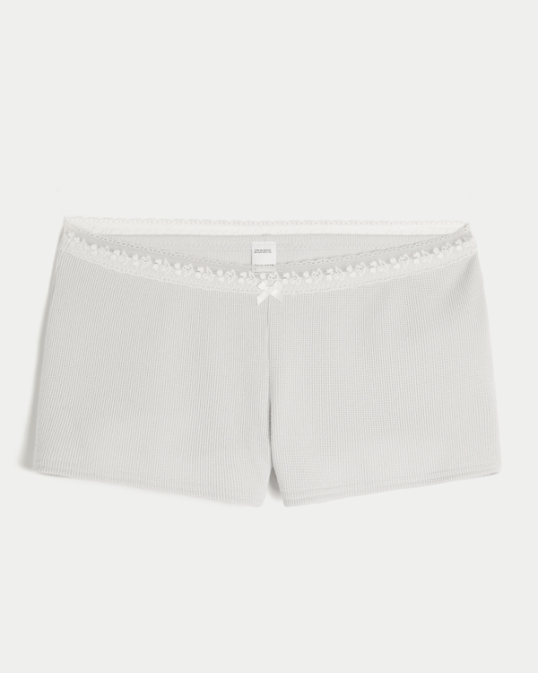 Gilly Hicks Waffle Lace Shortie Shorts, Light Grey view 1