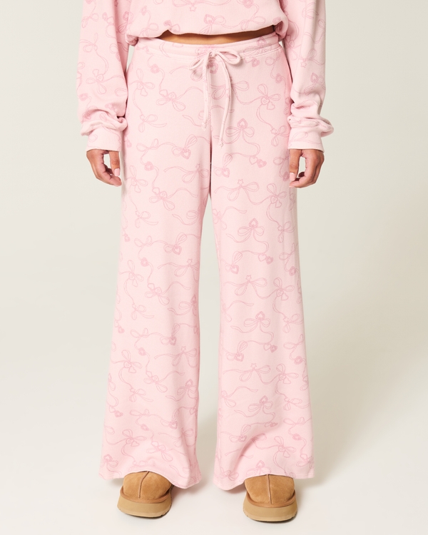 Gilly Hicks Baggy Cozy Waffle Pants, Light Lilac Print view 2