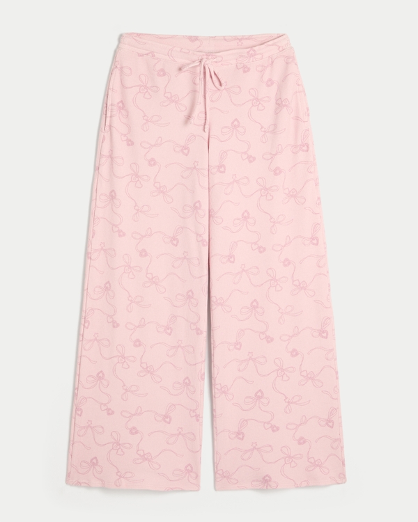 Gilly Hicks Baggy Cozy Waffle Pants, Light Lilac Print view 1