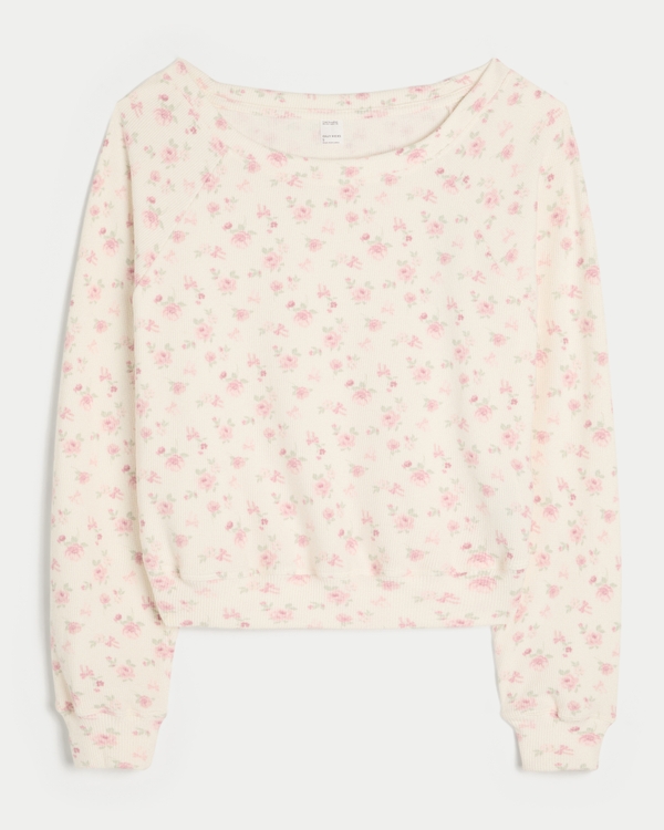 Gilly Hicks Waffle Off-the-Shoulder Top, Cloud White Floral view 1