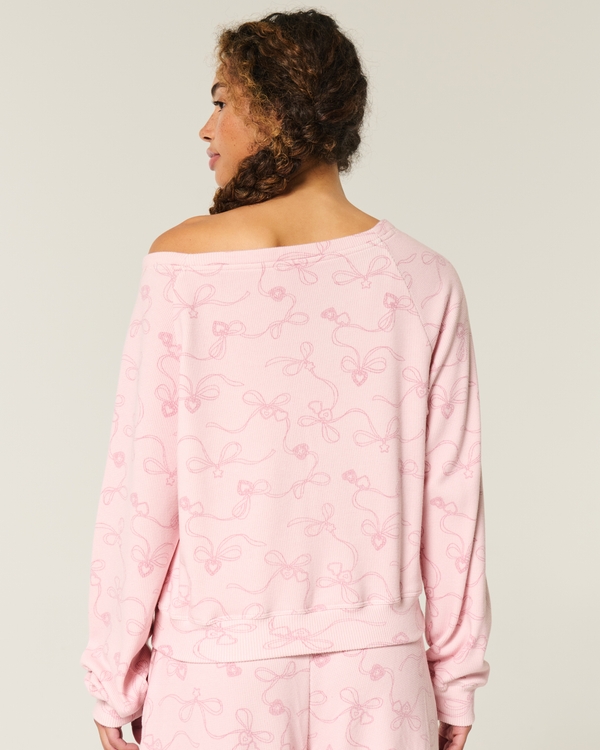 Gilly Hicks Waffle Off-the-Shoulder Top, Light Lilac Print view 2