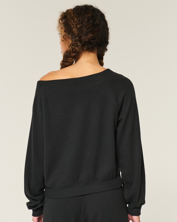 Gilly Hicks Waffle Off-the-Shoulder Top, Black view 2