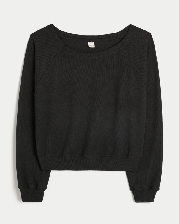 Gilly Hicks Waffle Off-the-Shoulder Top, Black view 1