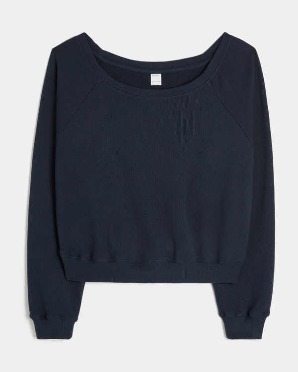 Gilly Hicks Waffle Off-the-Shoulder Top, Navy view 1