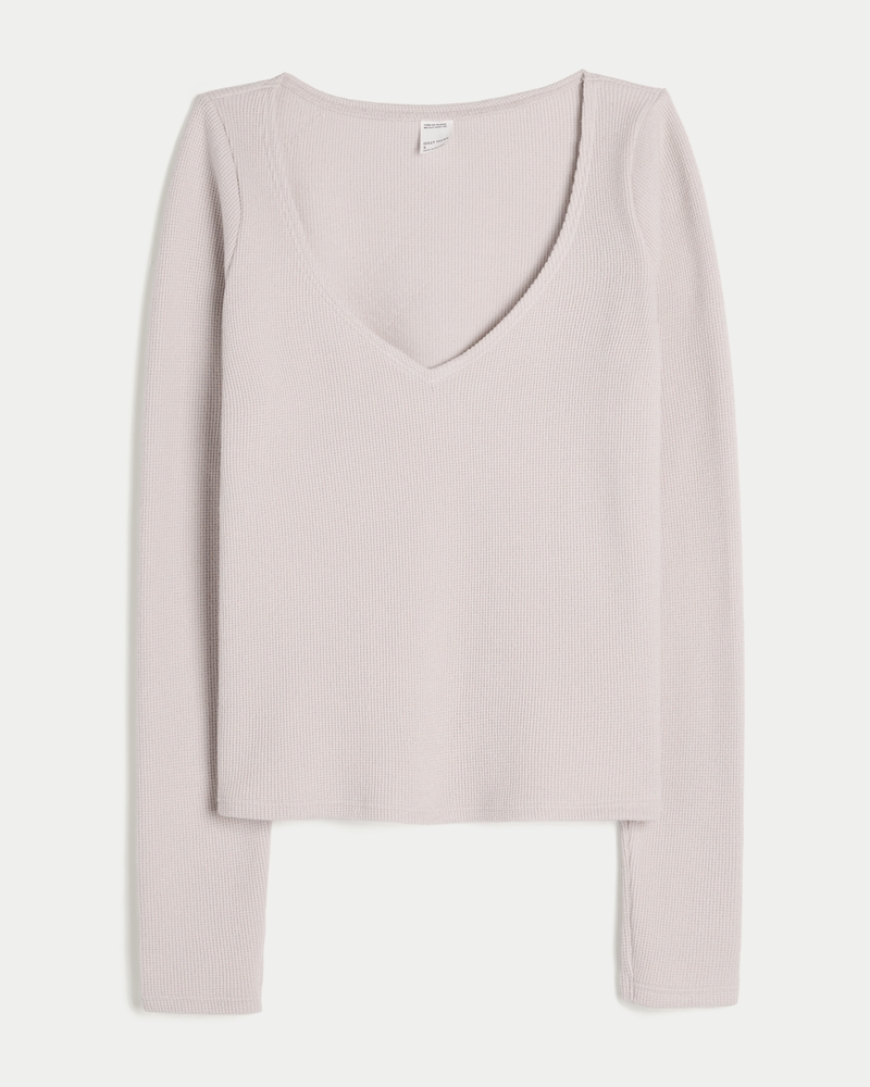 Women's Gilly Hicks Always Cozy Waffle V-Neck Long-Sleeve Top
