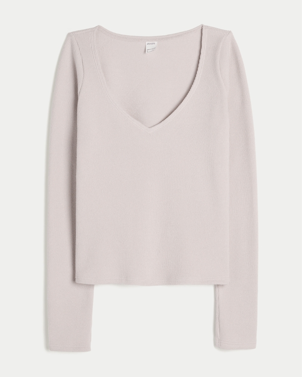 Women's Gilly Hicks Always Cozy Waffle V-Neck Long-Sleeve Top
