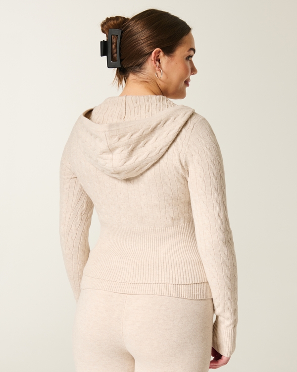 Gilly Hicks Cable-Knit Zip-Up Hoodie Sweater