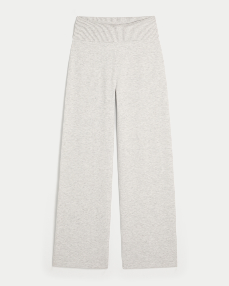 Gilly Hicks Sweater-Knit Foldover Straight Pants