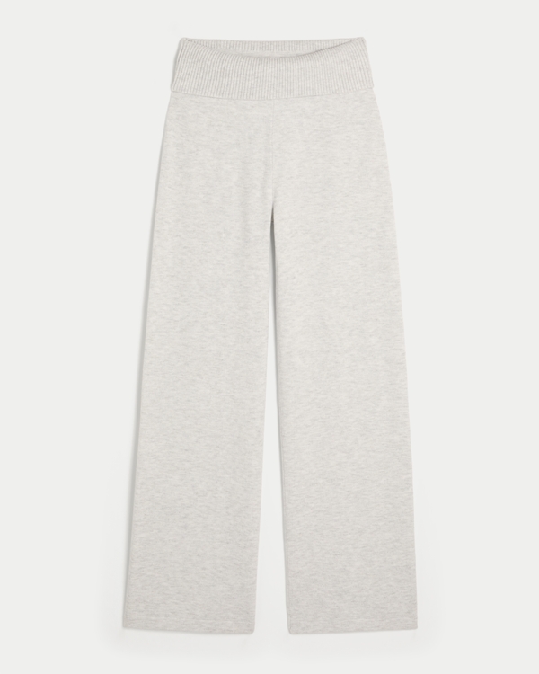 Gilly Hicks Sweater-Knit Foldover Straight Pants
