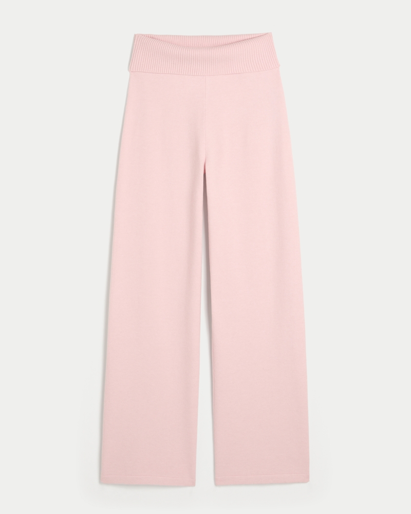 Gilly Hicks Sweater-Knit Foldover Straight Pants