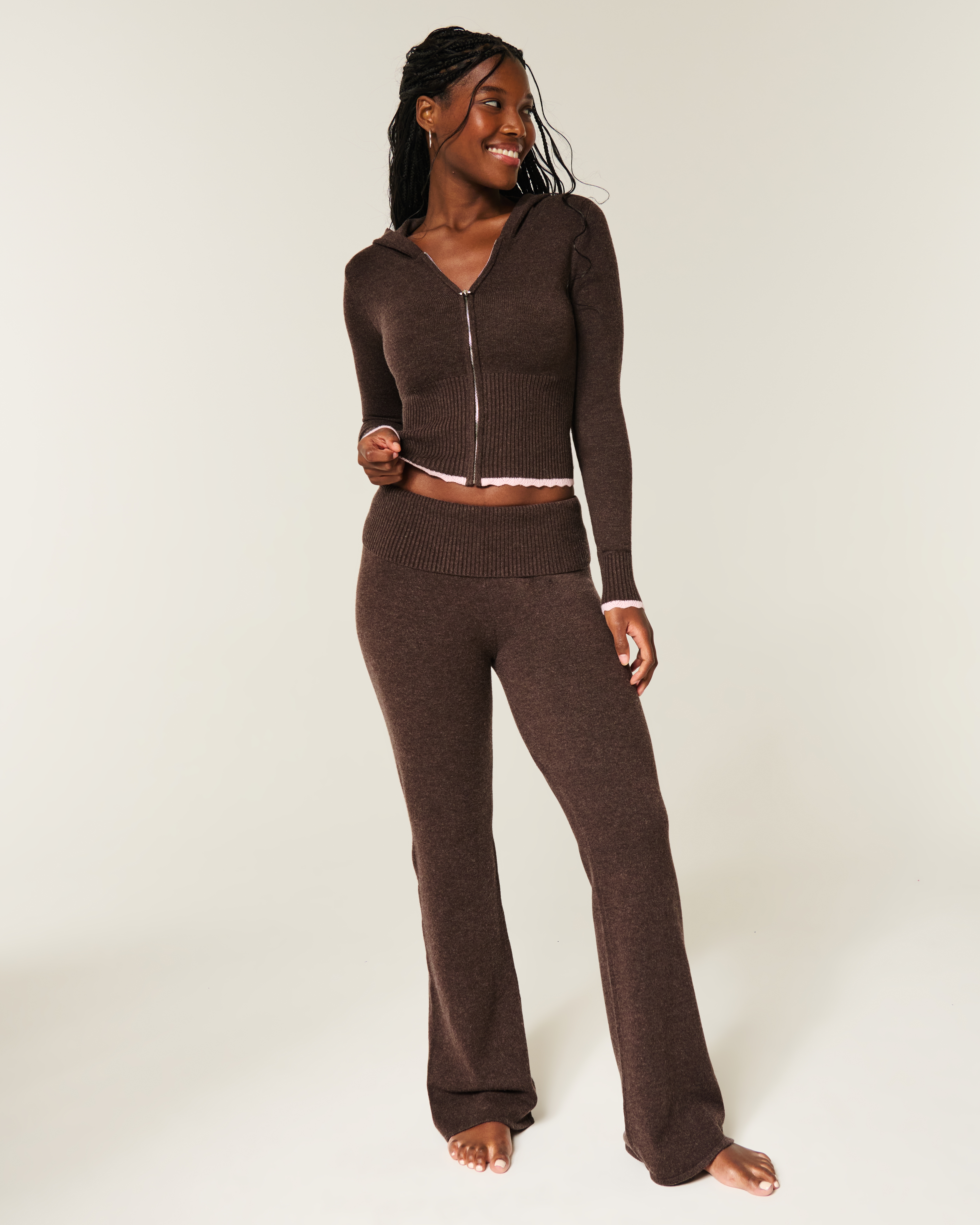 Gilly Hicks Sweater-knit Foldover Bootcut Pants