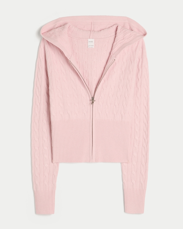 Gilly Hicks Cable-Knit Zip-Up Hoodie Sweater