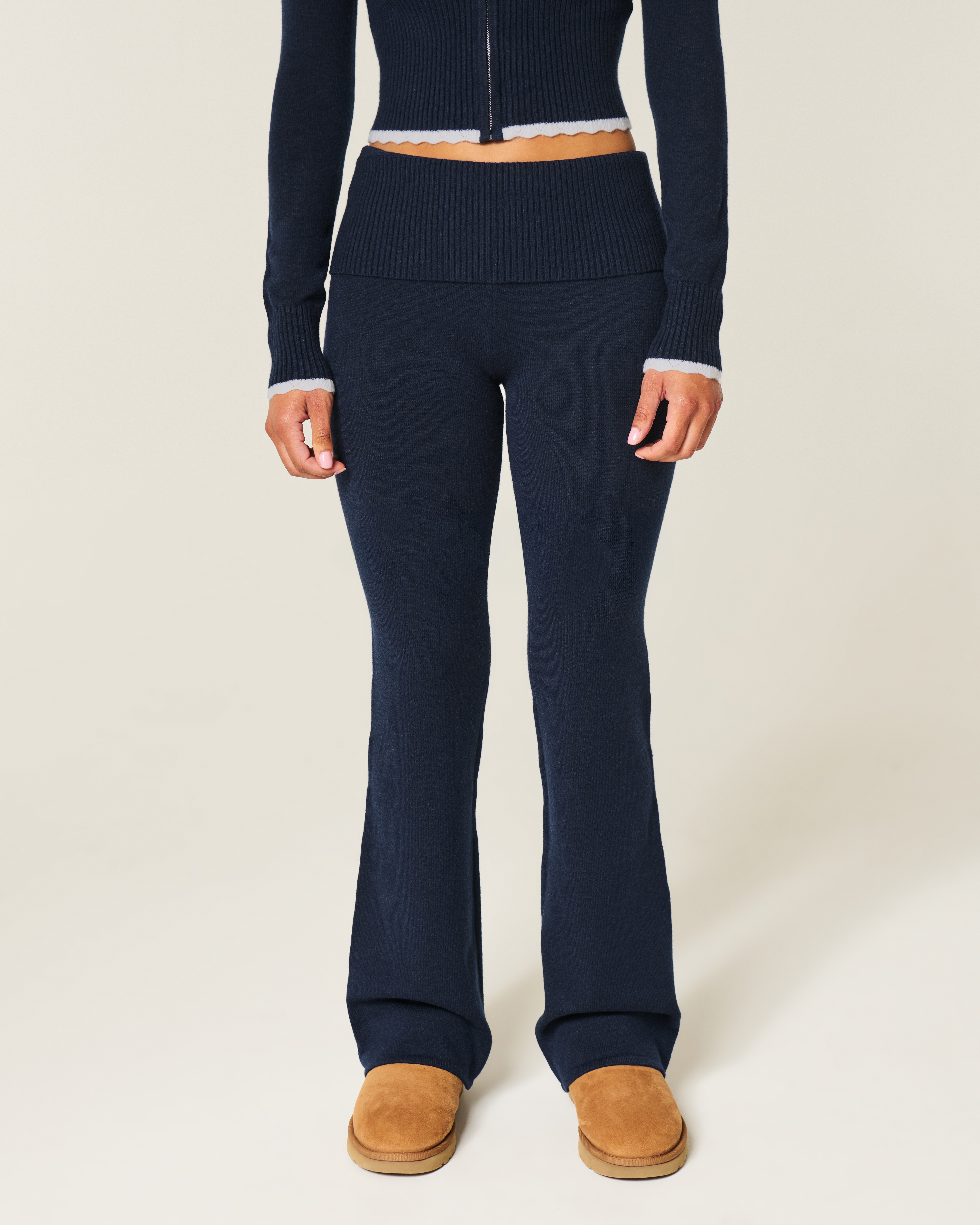 Gilly Hicks Sweater-knit Foldover Bootcut Pants