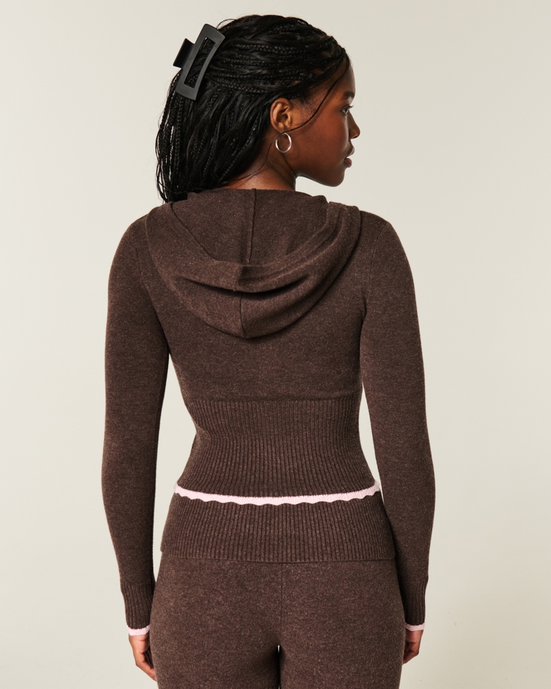 Gilly Hicks Scalloped Hem Zip-Up Hoodie Sweater