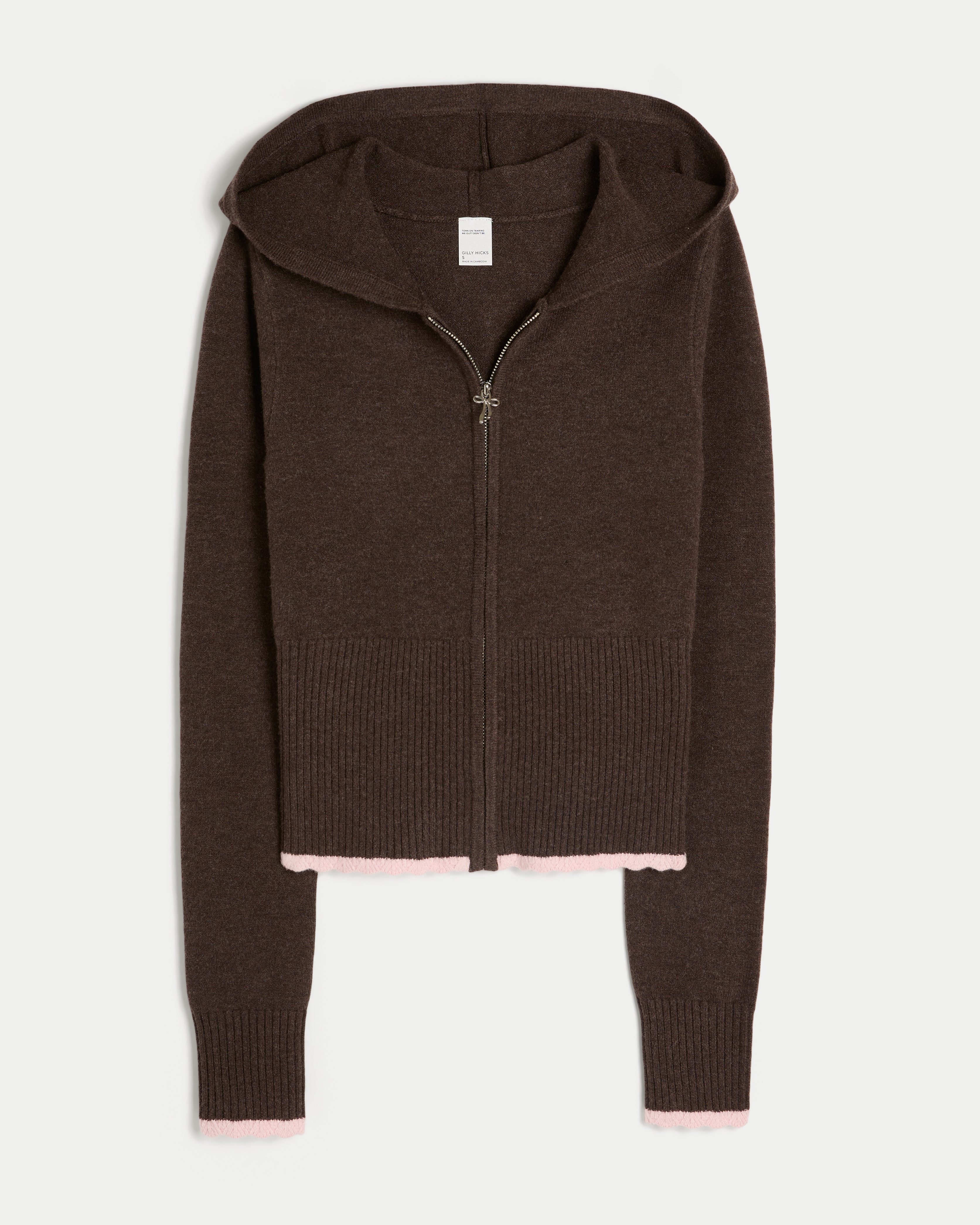 Gilly Hicks Scalloped Hem Zip-Up Hoodie Sweater