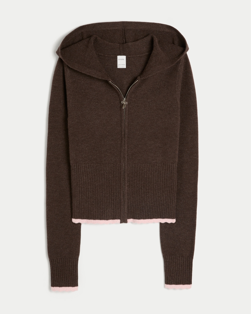 Gilly Hicks Scalloped Hem Zip-Up Hoodie Sweater