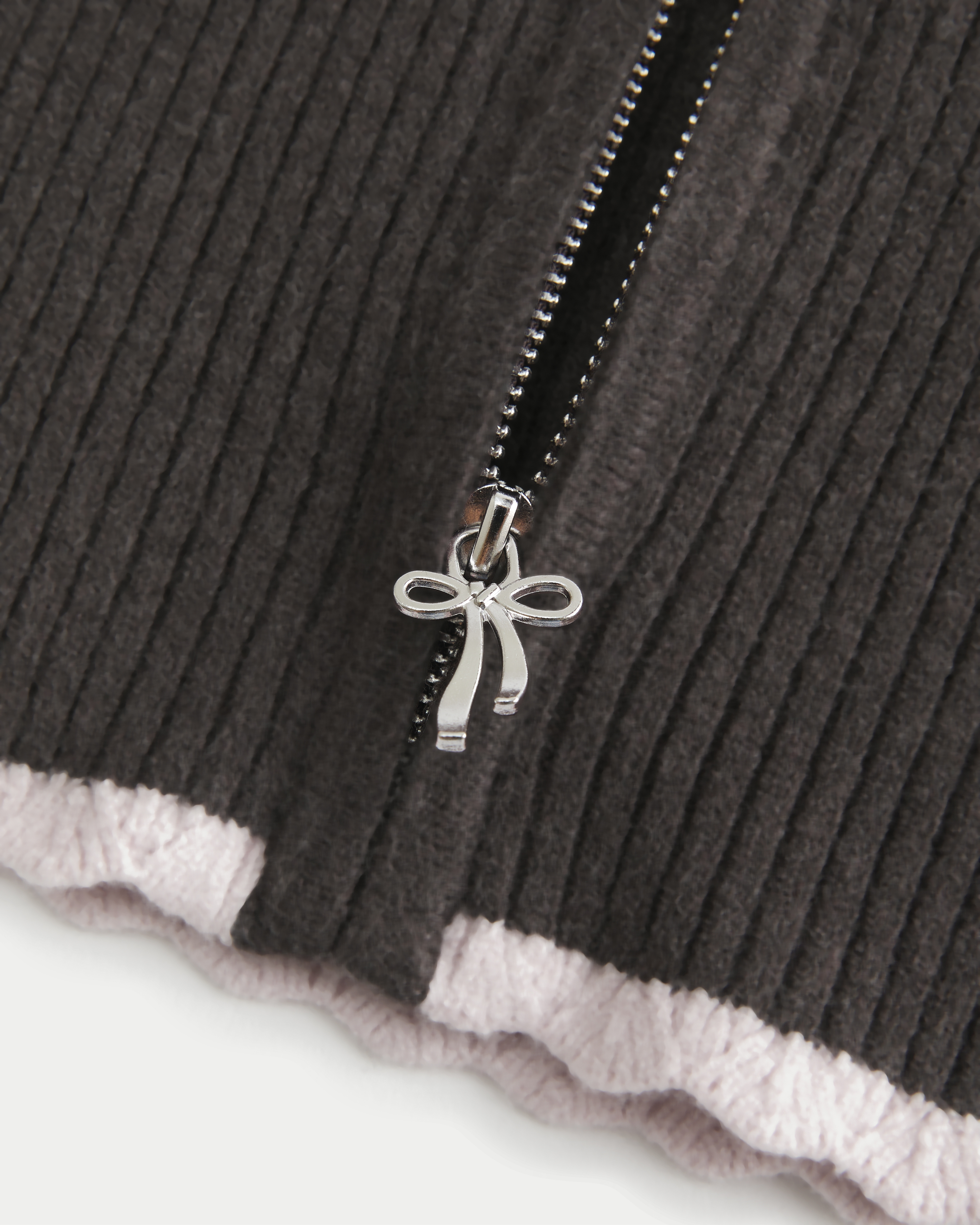 Gilly Hicks Scalloped Hem Zip-Up Hoodie Sweater