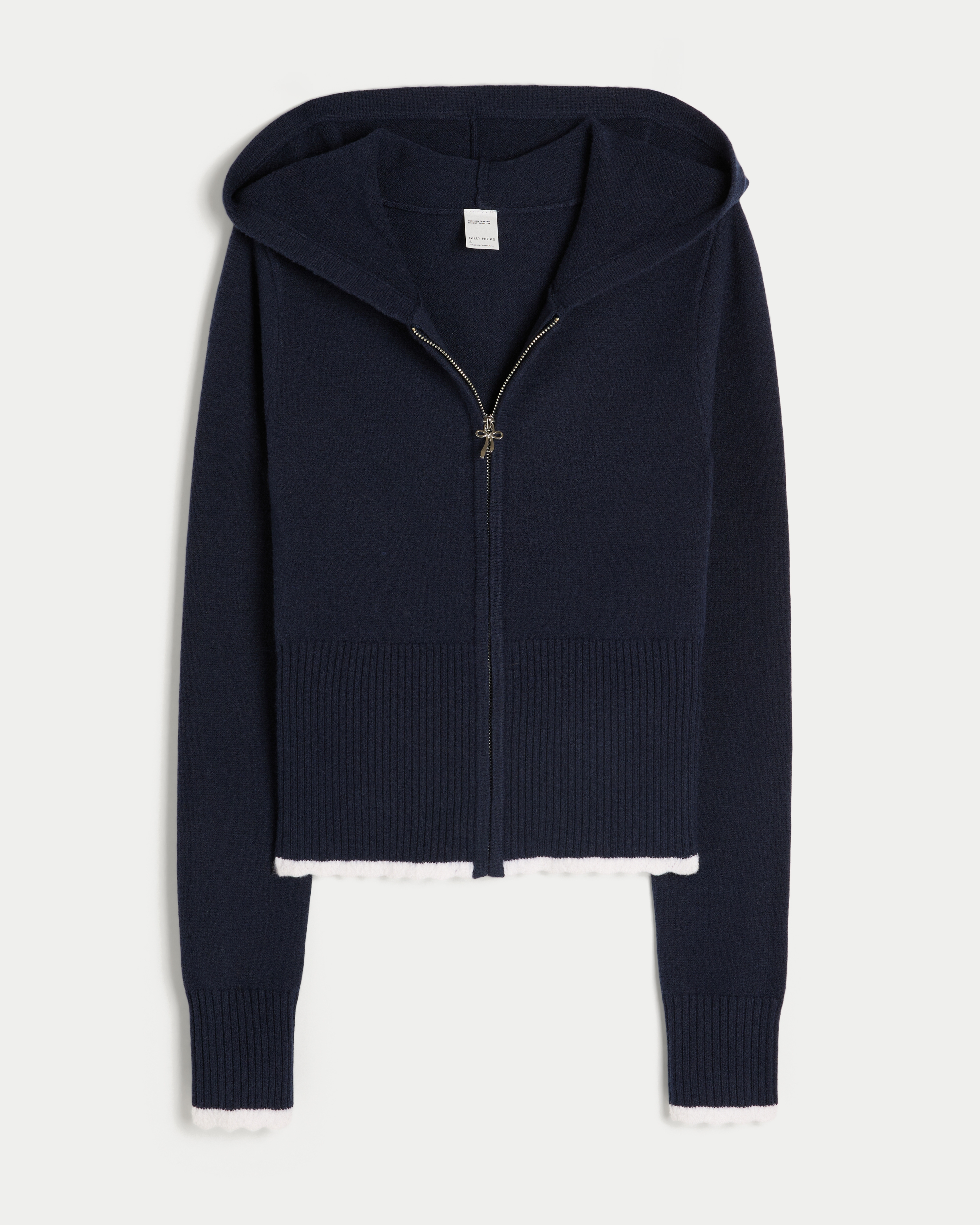 Gilly Hicks Scalloped Hem Zip-up Hoodie Sweater
