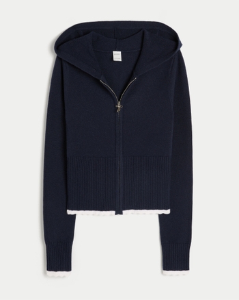 Women's Gilly Hicks Scalloped Hem Zip-Up Hoodie Sweater | Women's Sleepwear | HollisterCo.com