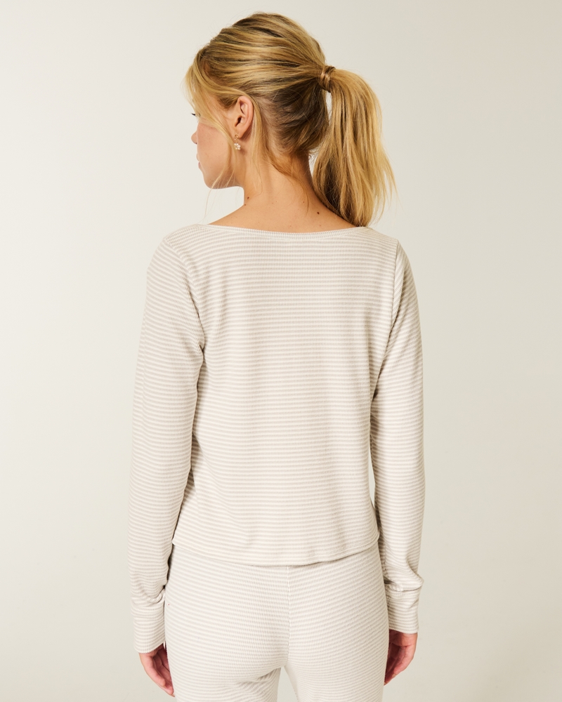 Gilly Hicks Cozy Waffle Long-Sleeve Scoop Top