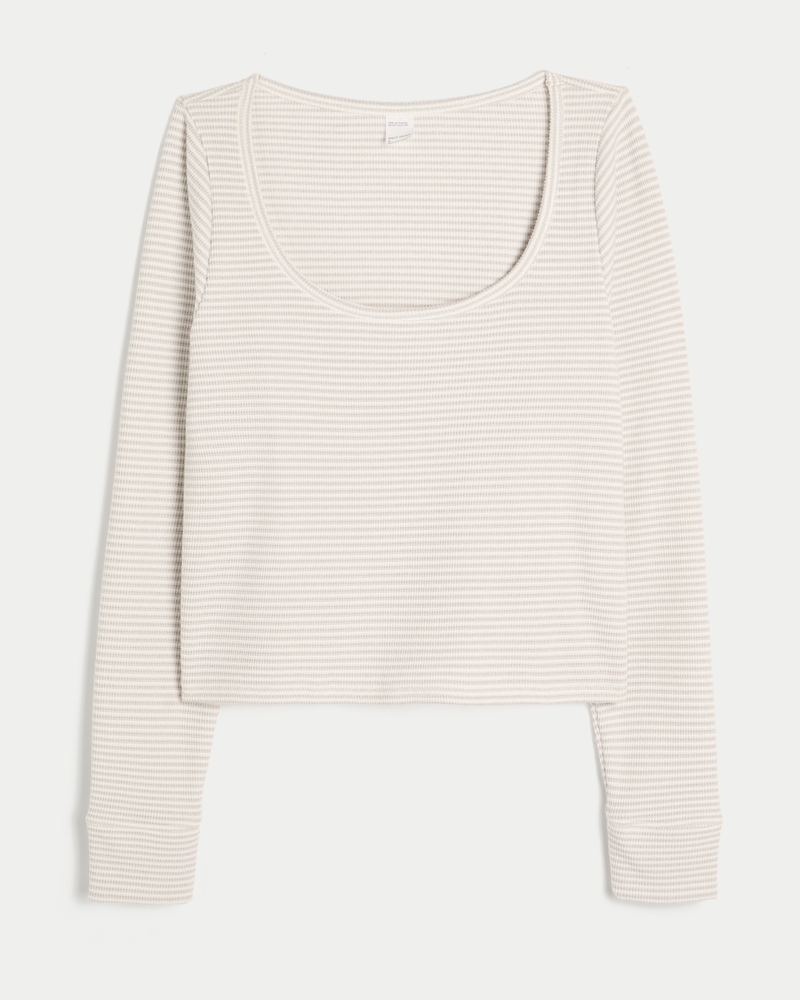 Gilly Hicks Cozy Waffle Long-Sleeve Scoop Top