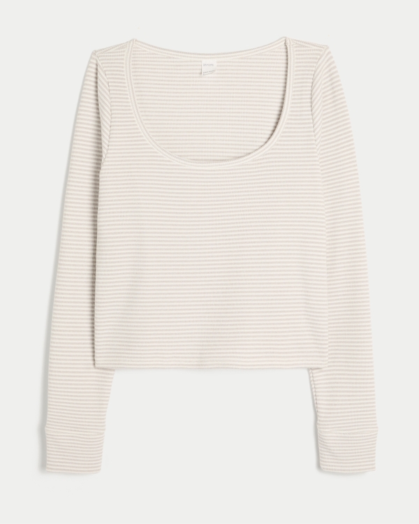 Gilly Hicks Cozy Waffle Long-Sleeve Scoop Top