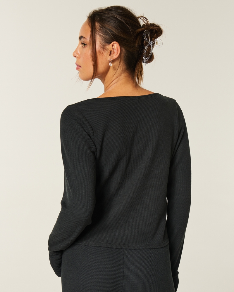 Gilly Hicks Cozy Waffle Long-Sleeve Scoop Top