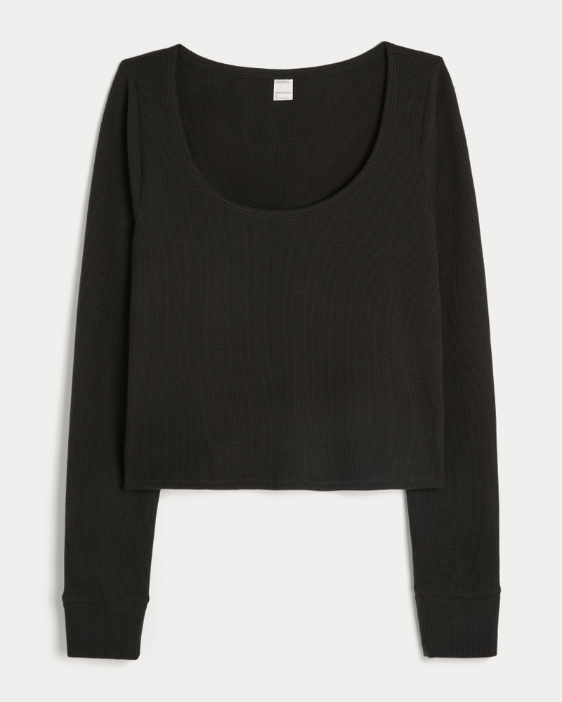 Gilly Hicks Cozy Waffle Long-Sleeve Scoop Top