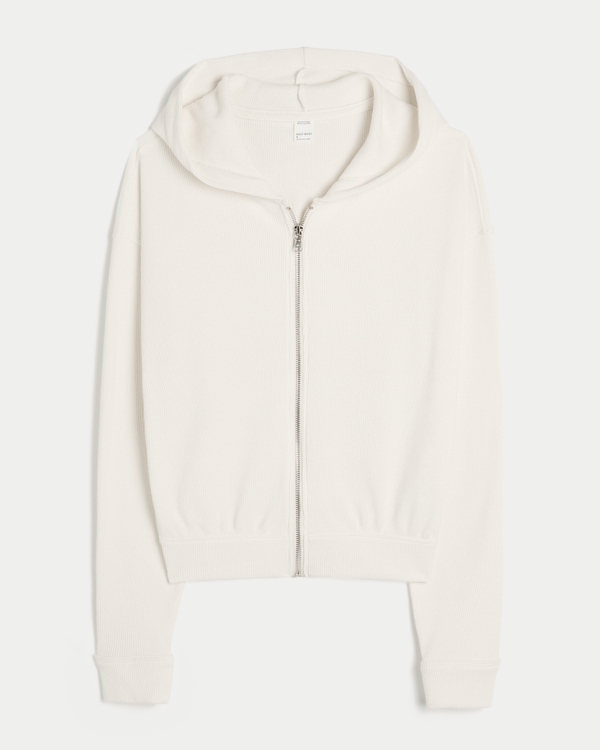 Gilly Hicks Relaxed Cozy Waffle Zip-Up Hoodie