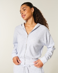 Gilly Hicks Relaxed Zip-Up Waffle Hoodie