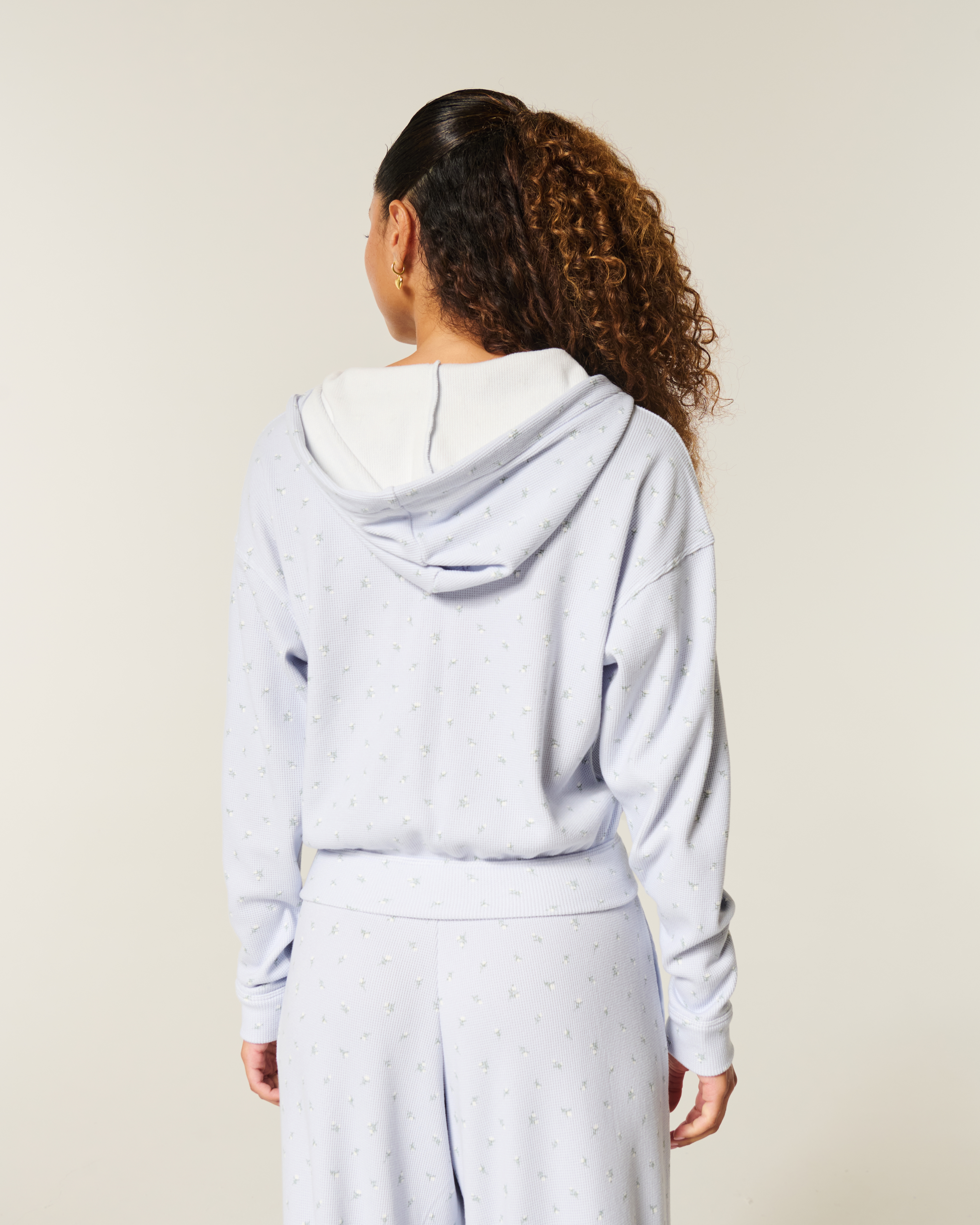 Gilly Hicks Relaxed Zip-Up Waffle Hoodie