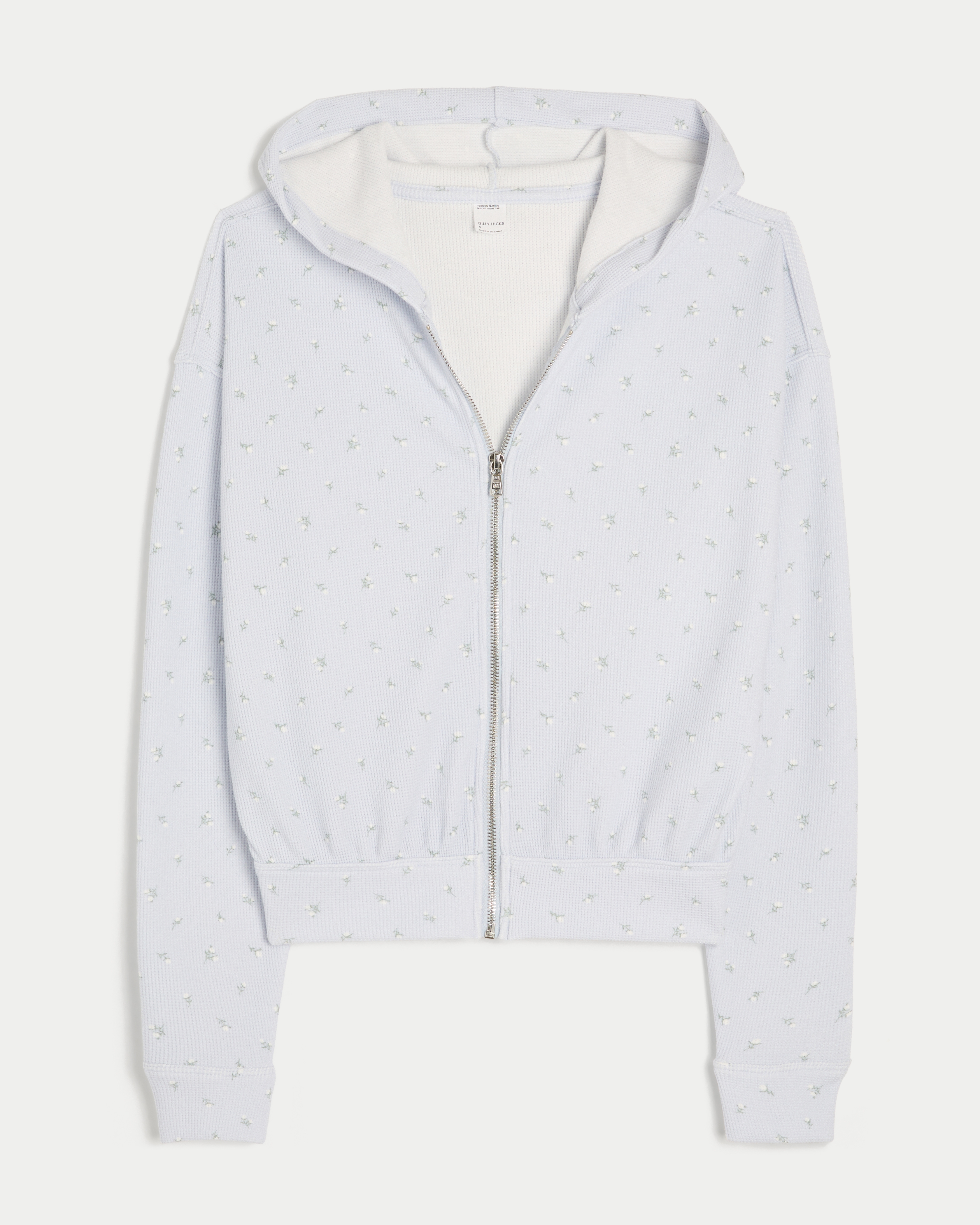 Gilly Hicks Relaxed Zip-Up Waffle Hoodie
