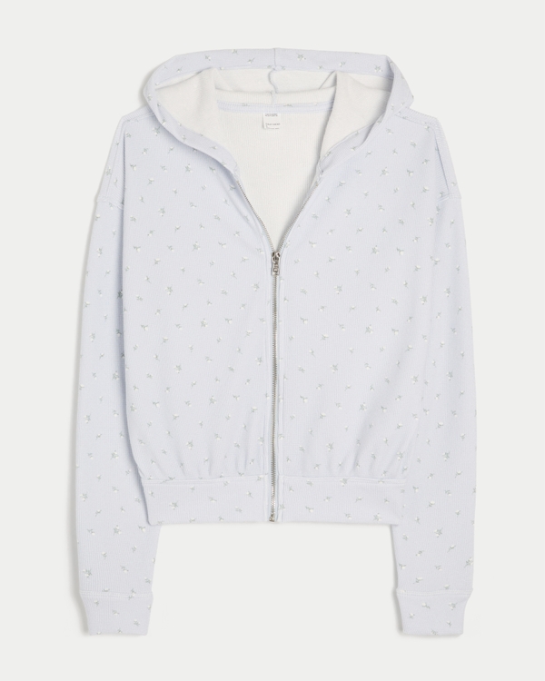 Gilly Hicks Relaxed Zip-Up Waffle Hoodie