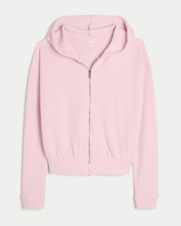 Gilly Hicks Relaxed Cozy Waffle Zip-Up Hoodie