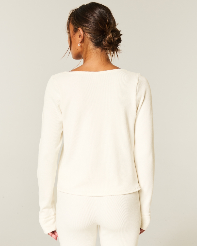 Gilly Hicks Cozy Waffle Long-Sleeve Scoop Top
